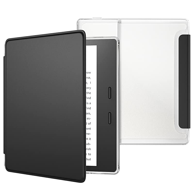 Case Fits All-New Kindle Oasis (9th and 10th Generation ONLY, 2017 and 2019 Release), Slim Lightweight Cover with Translucent Frosted Back Protector - Black