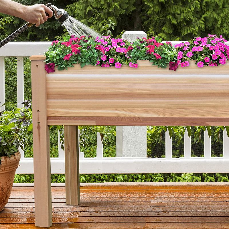 Jumbl Raised Canadian Cedar Garden Bed | Elevated Wood Planter for Growing Fresh Herbs, Vegetables, Flowers, Succulents & Other Plants at Home | Great for Outdoor Patio, Deck, Balcony | 34x18x30"