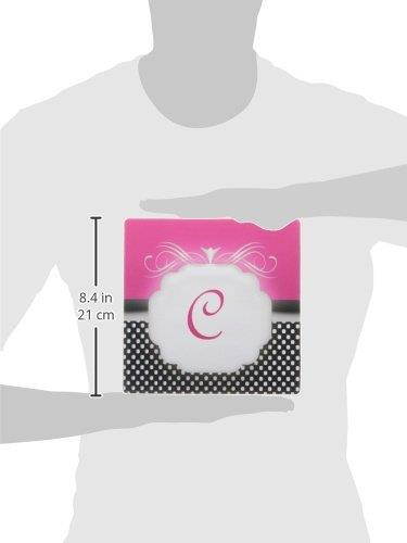 3dRose LLC 8 x 8 x 0.25 Inches Mouse Pad, Elegant Pink with Black and White Polka Dot Monogram Letter C (mp_113842_1)