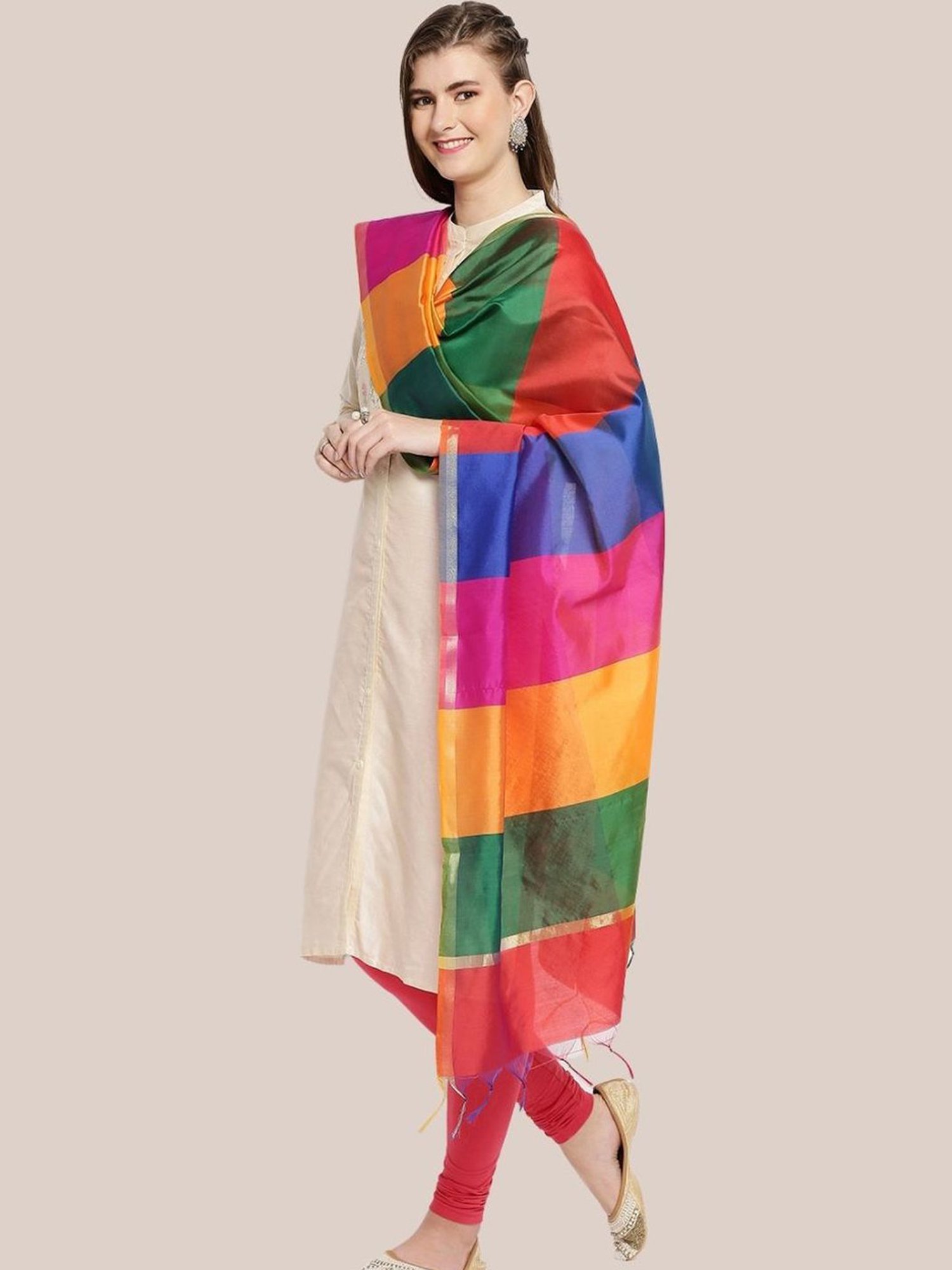 Dupatta Bazaar Multicolor Striped Dupatta