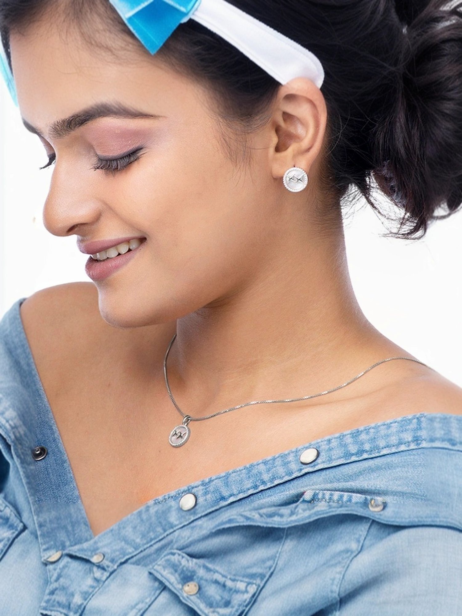 Touch925 Sterling Silver Rosy Radiance Pendant Set for women