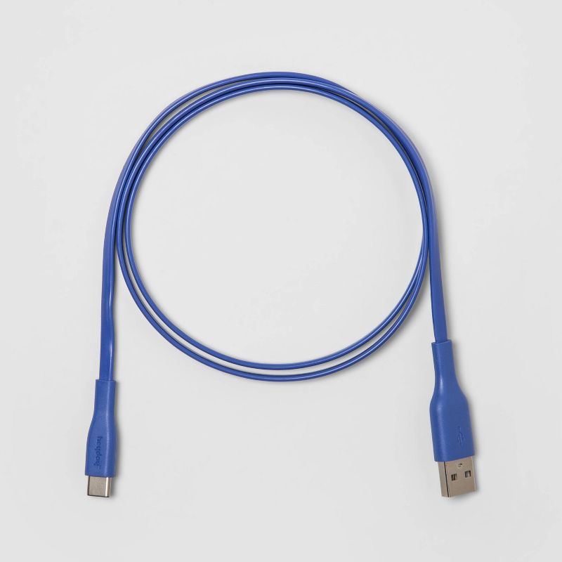 heyday™ 3' USB-C to USB-A Flat Cable - Bright Blue