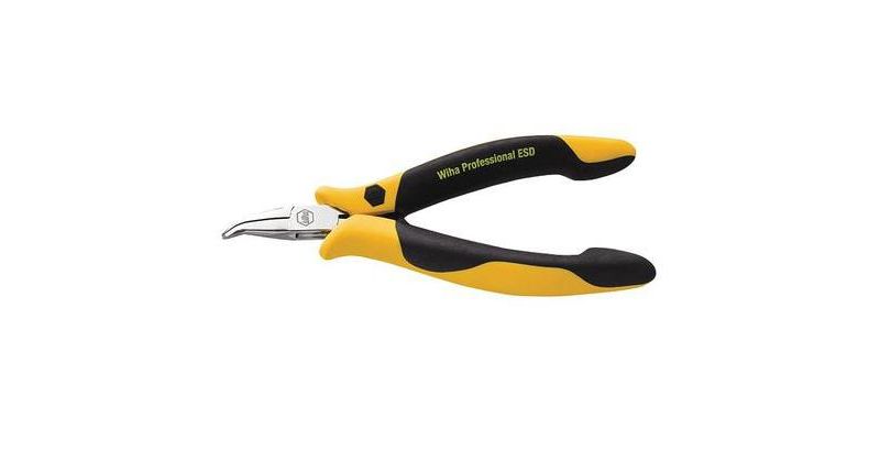 WIHA TOOLS 32744 ESD Bent Needle Nose Plier,4-3/4 in.