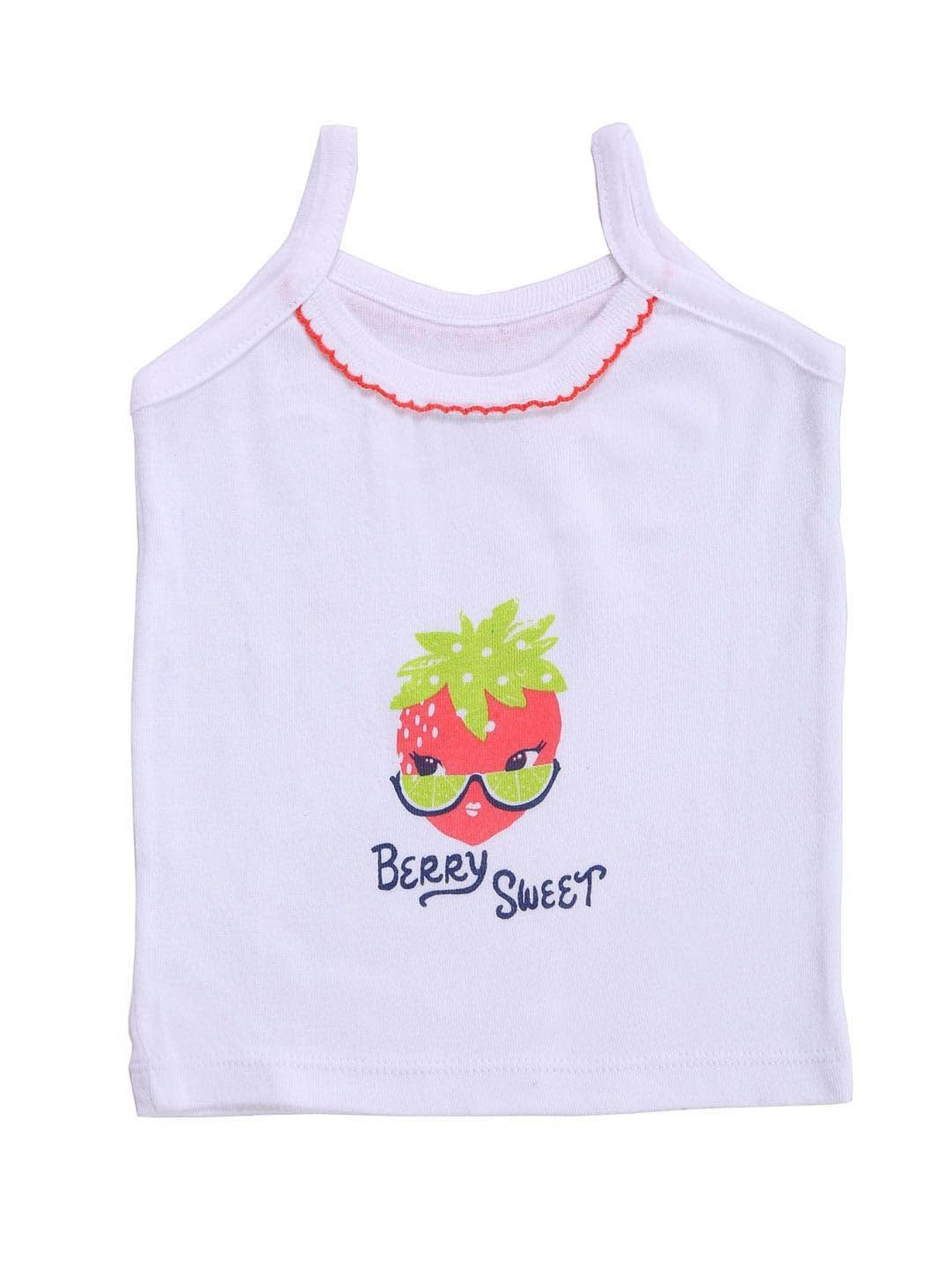 Bodycare Kids White Printed Camisole (Pack Of 6)