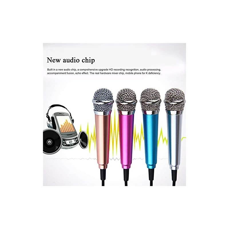 Microphone Portable VocalInstrument Microphone for Mobile Phone Laptop Notebook Apple iPhone Samsung AndroidRose Gold