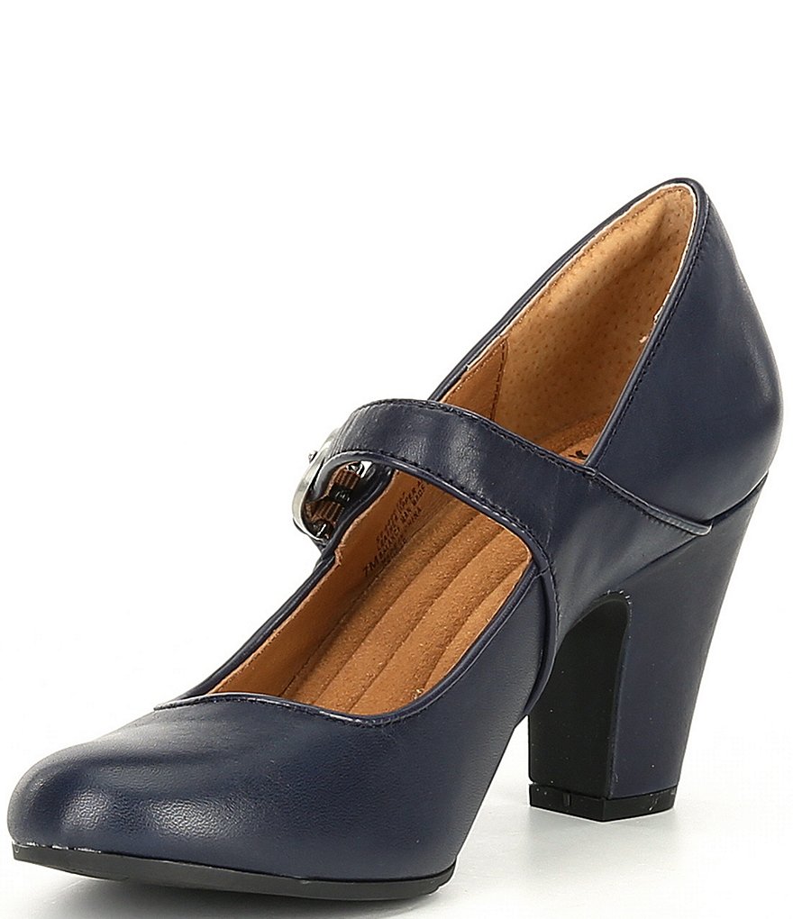 Deltan Tessa Croc-Embossed T-Strap Block Heel Pumps