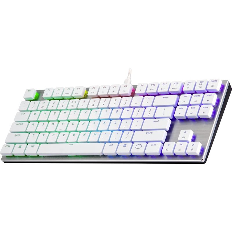 Cooler Master SK630 Keyboard - Cable Connectivity - USB 2.0 Type A Interface - PC - Mechanical Keyswitch - Silver/White