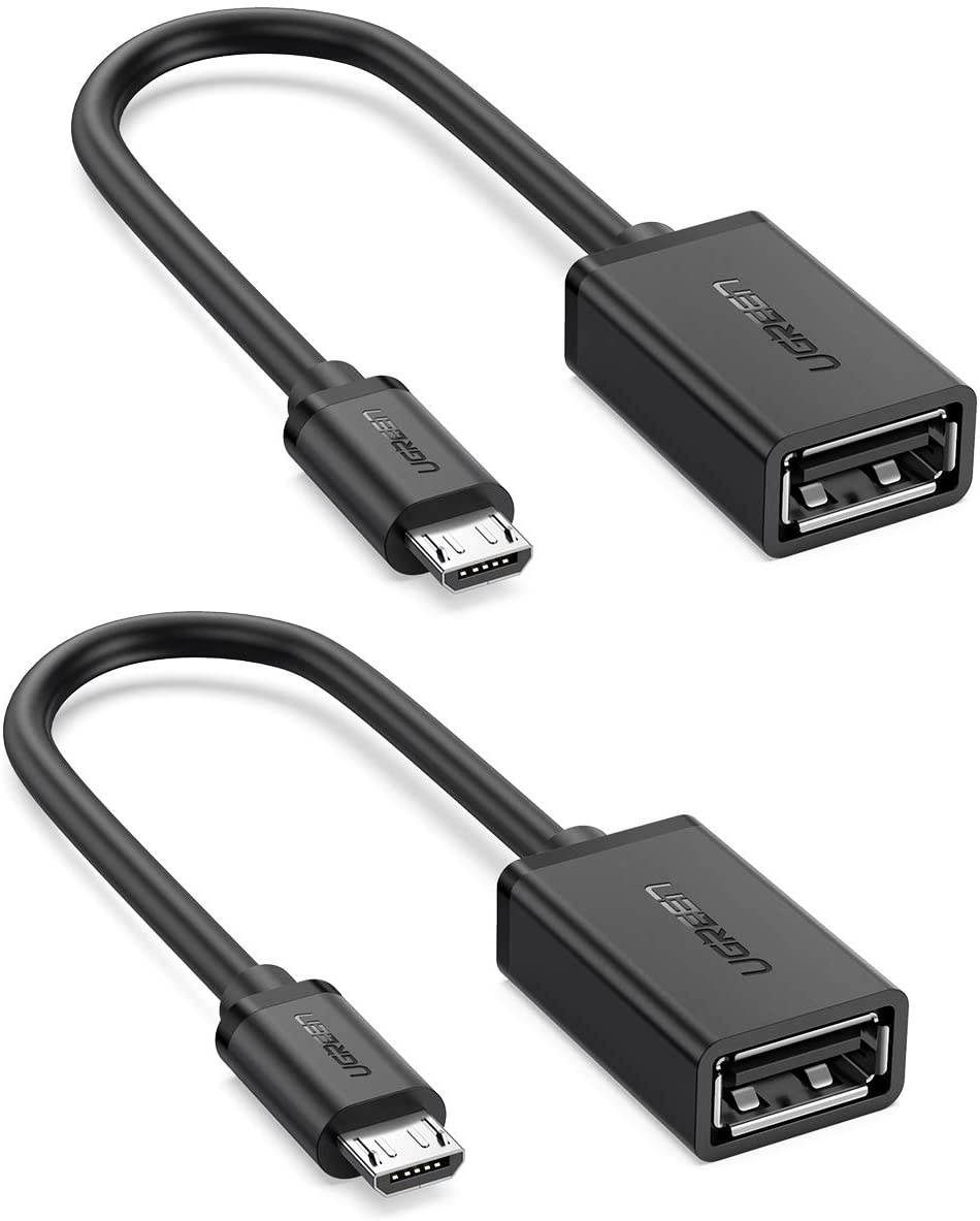 UGREEN Micro USB to USB, Micro USB 2.0 OTG Cable 2 Pack On The Go Adapter Micro USB Male to USB Female for Samsung S7 S6 Edge S4 S3, LG G4, DJI Spark Mavic Remote Controller, Android Tablets (Black)