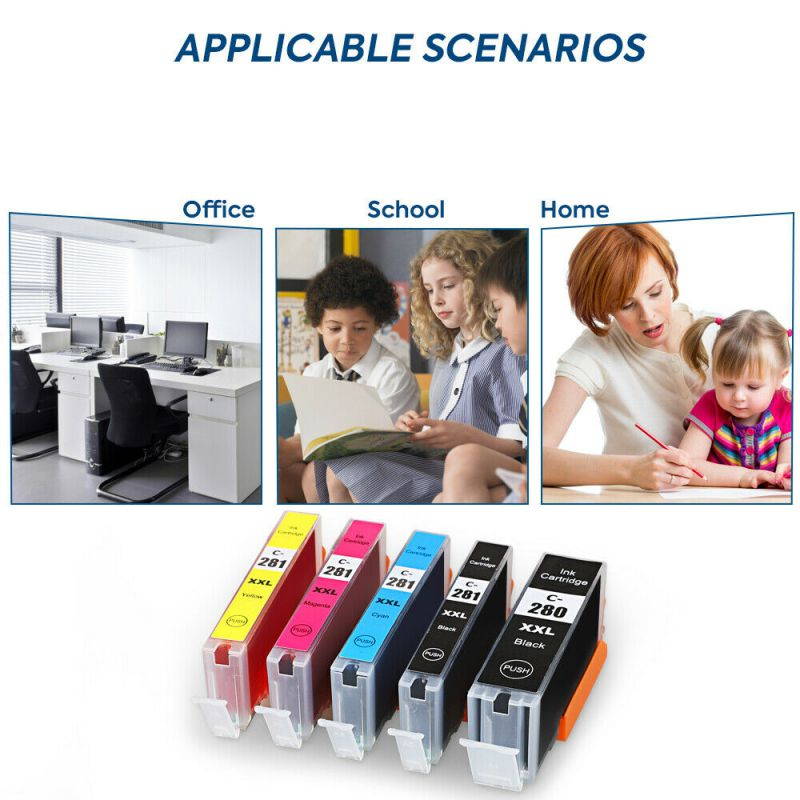 5PK PGI-280XXL CLI-281XXL Ink for Canon Pixma TR7500 TR7520 TR8500 TR8520 TS702 TS6120 TS6220 TS8320 TS8120 TS8220 TS9120 TS9520 TS6320 TS9521C TS9100