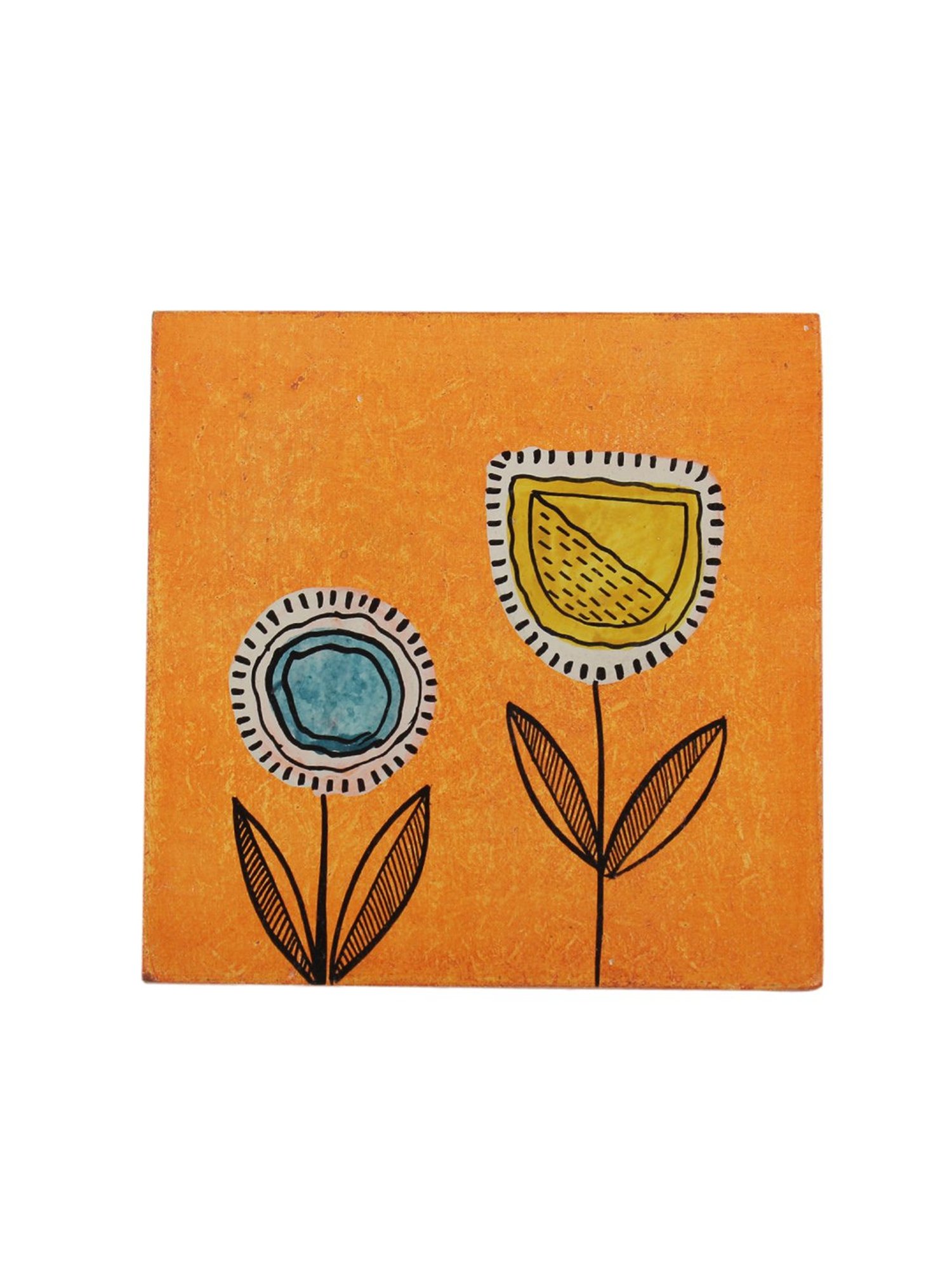 Karo Tapi Printed Multicolor Wood Coasters - Set of 6