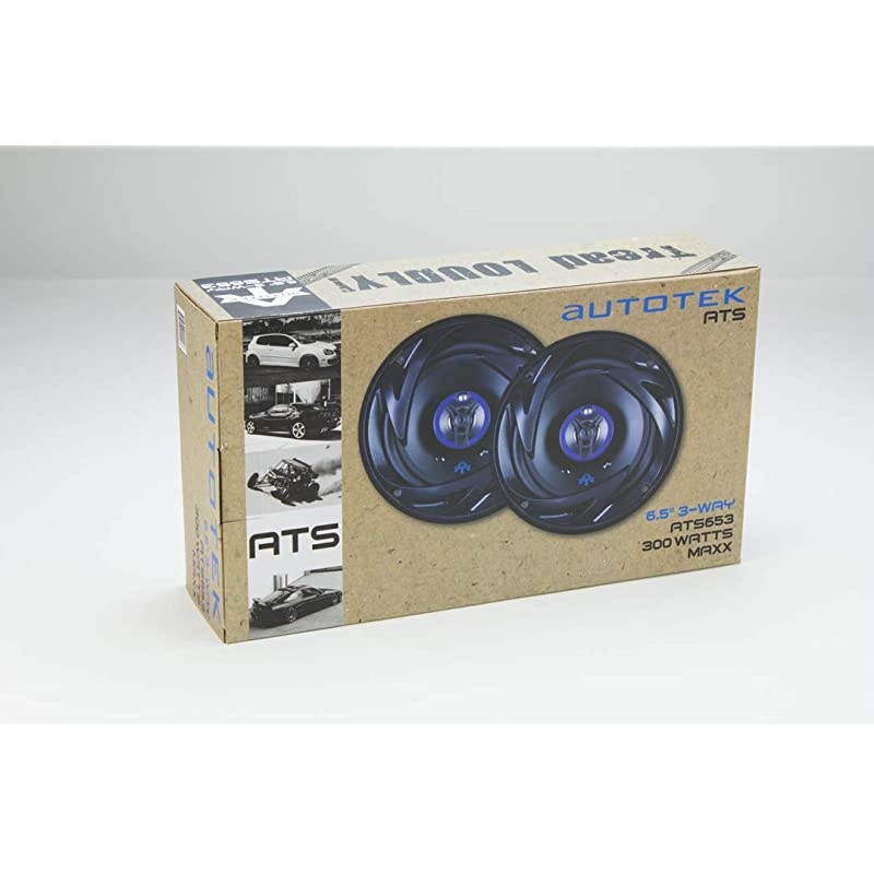 ATS653 65 Inch 3 Way Car Speakers Black and Blue Pair 300 Watt Max 3 Way Voice Coil NeoMylar Soft Dome Tweeter Pair of 2 Car Speakers