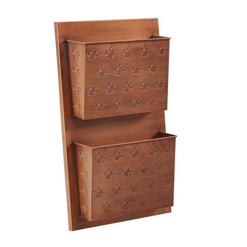 Linon Two Slot Copper Fleur-de-lis Wall Mailbox