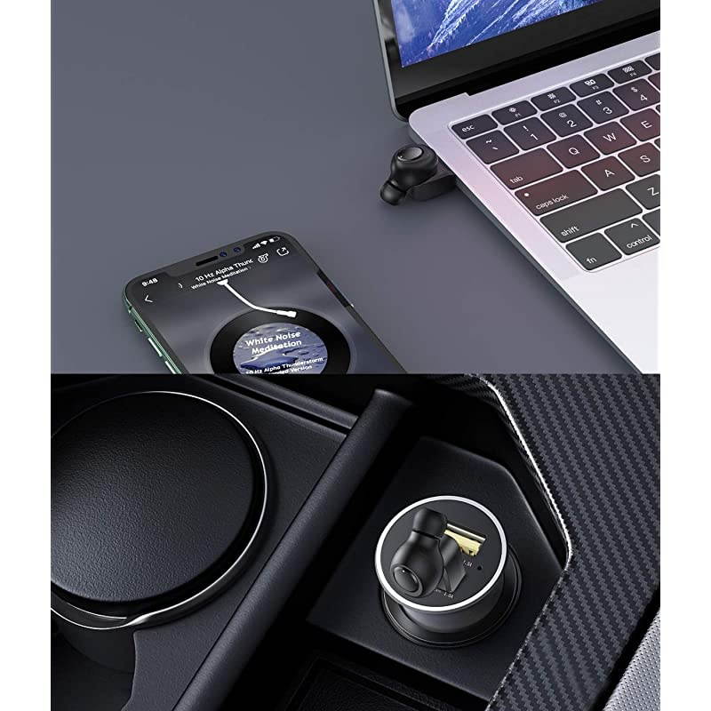 Single Bluetooth Earbud,  Mini Invisible Wireless Headset, in Ear Headphones, Sport Earpiece with Mic, Magnetic USB Charging for Car Vehicle Business, Waterproof Earphones for Samsung iPhone