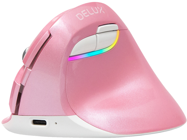 DELUX Wireless Small Vertical Mouse, Type-C Rechargeable Dual Mode Silent Ergonomic Mice with Bluetooth 4.0 and USB Nano Receiver, 4 Adjustable DPI and 6 Buttons (M618mini-White)