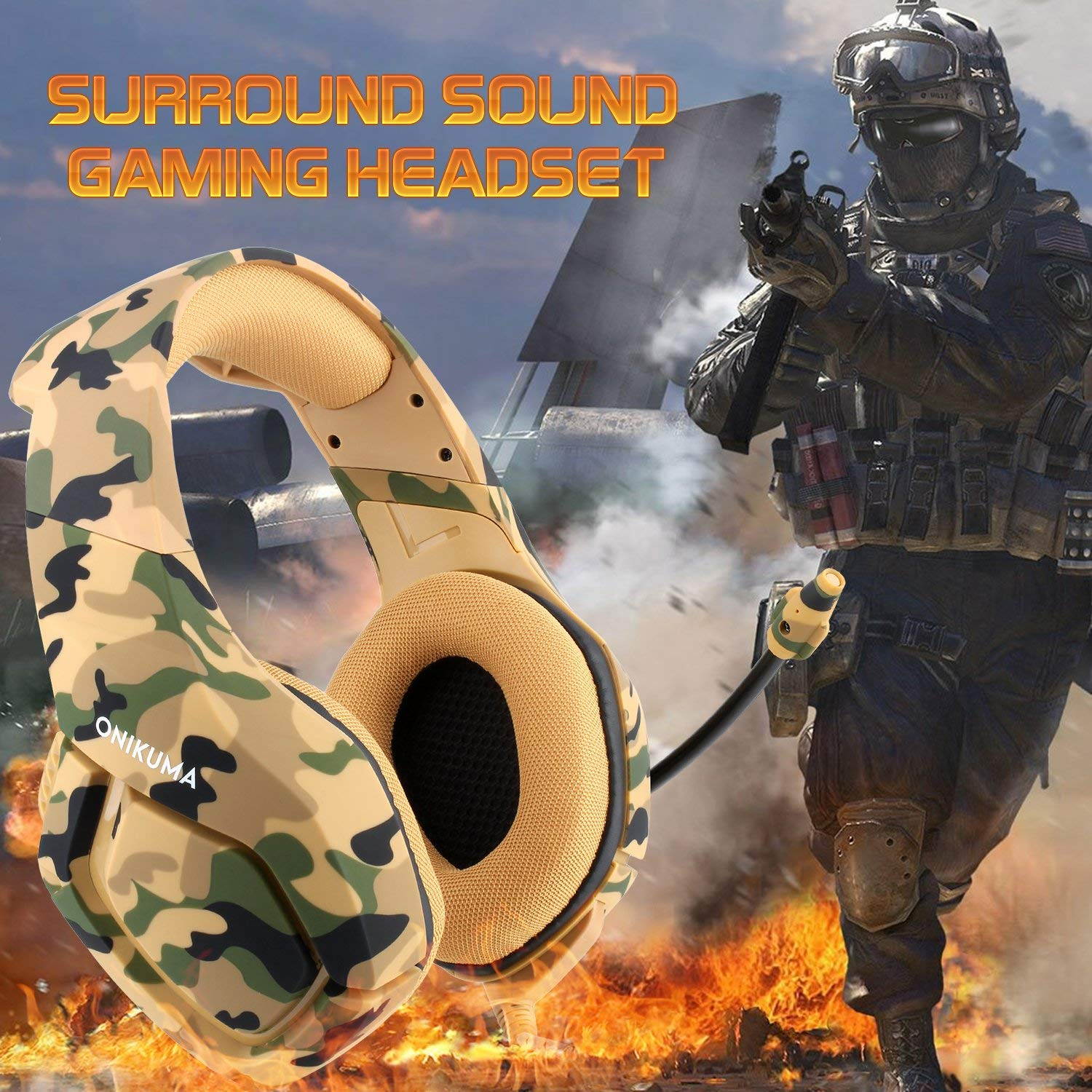 Gaming Headset for PS4 New Xbox one PC Mac, ONIKUMA Over-Ear 3.5mm Headphones with Mic Noise Isolating Deep Bass Surround for Game