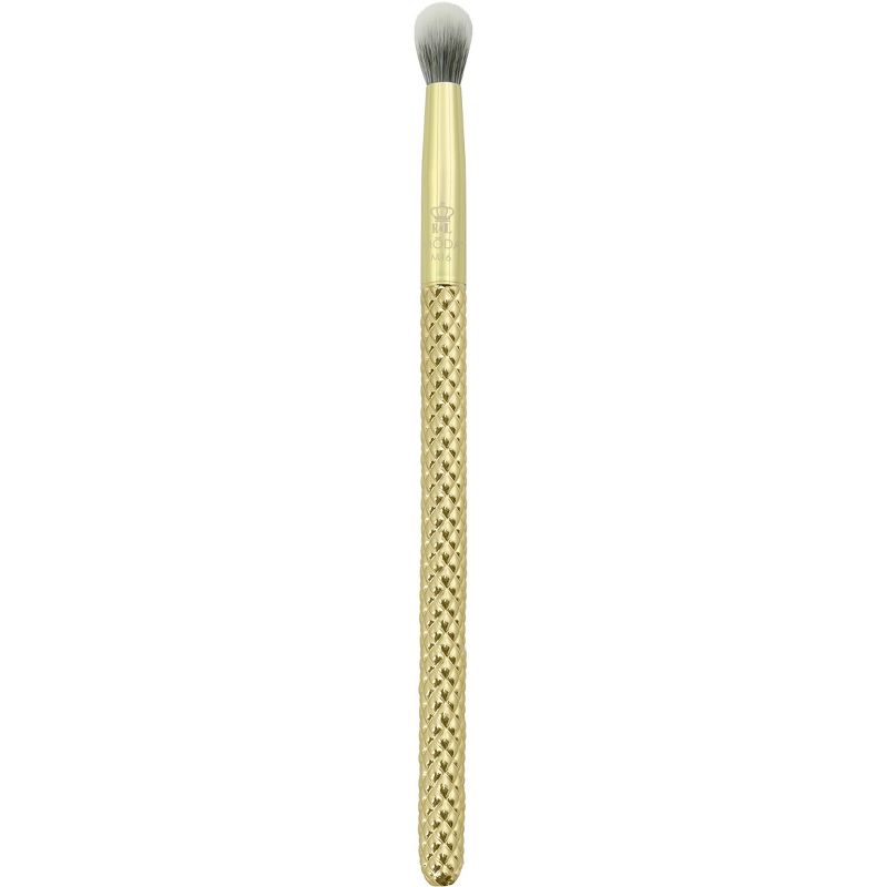 MODA Brush Metallics 6pc Full Face Gold Makeup Brush Set with Gold Gem Brush Container, Includes - Blush, Triad Eye, Crease and Flat Liner Brushes