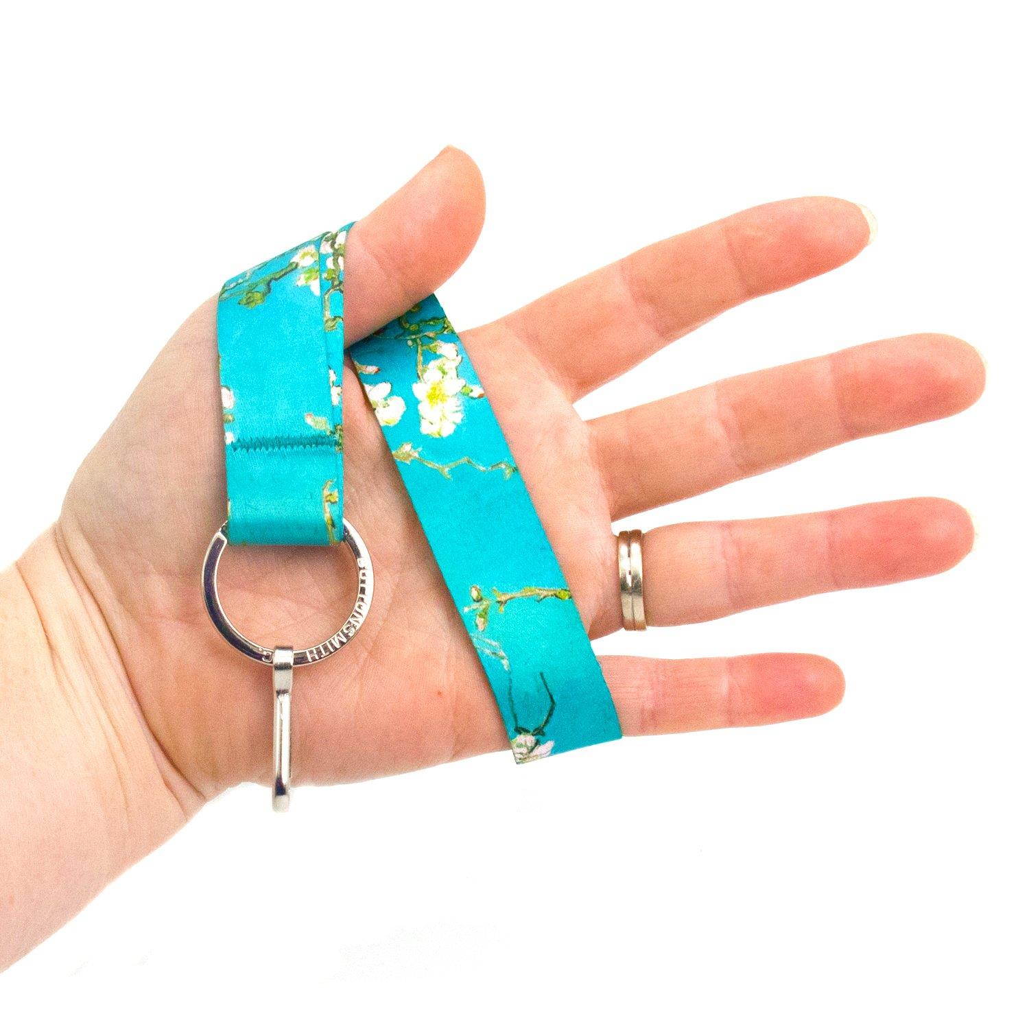 Buttonsmith Van Gogh Almond Blossoms Premium Wristlet - Flat Ring and Clip - Made in USA