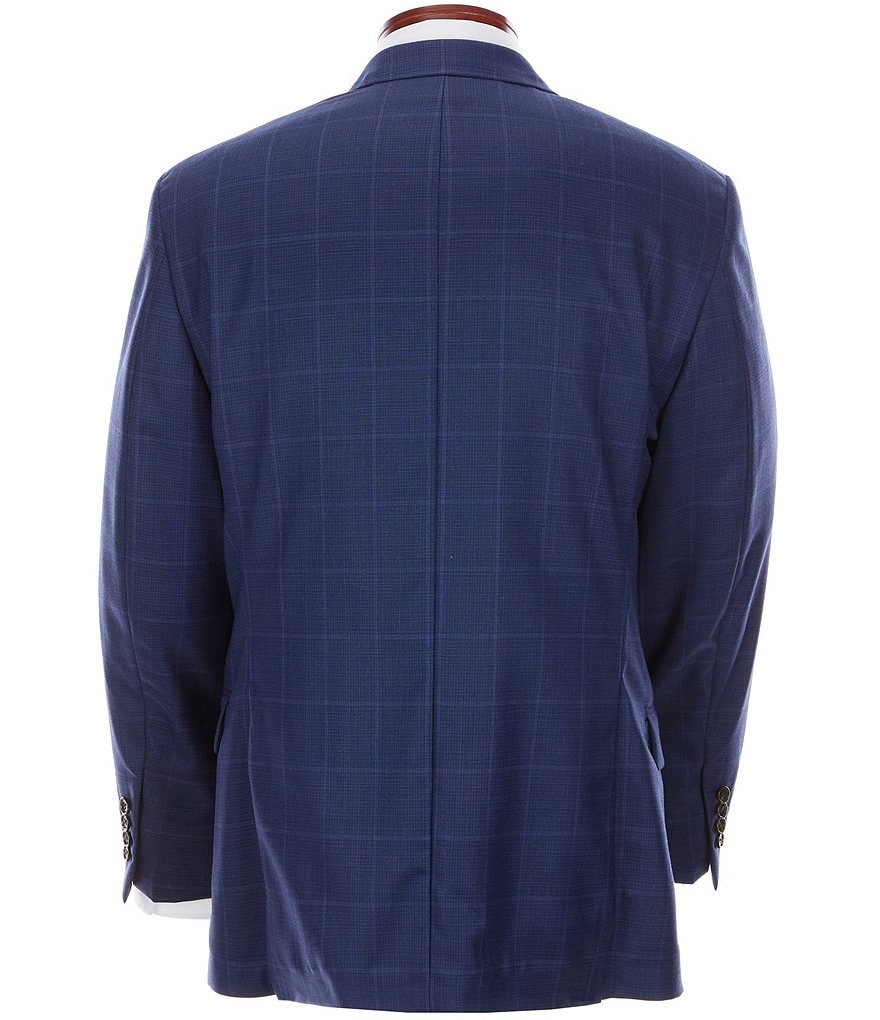 Ralph Ralph Lauren Athletic Fit Blue Flat Front Windowpane Wool Suit