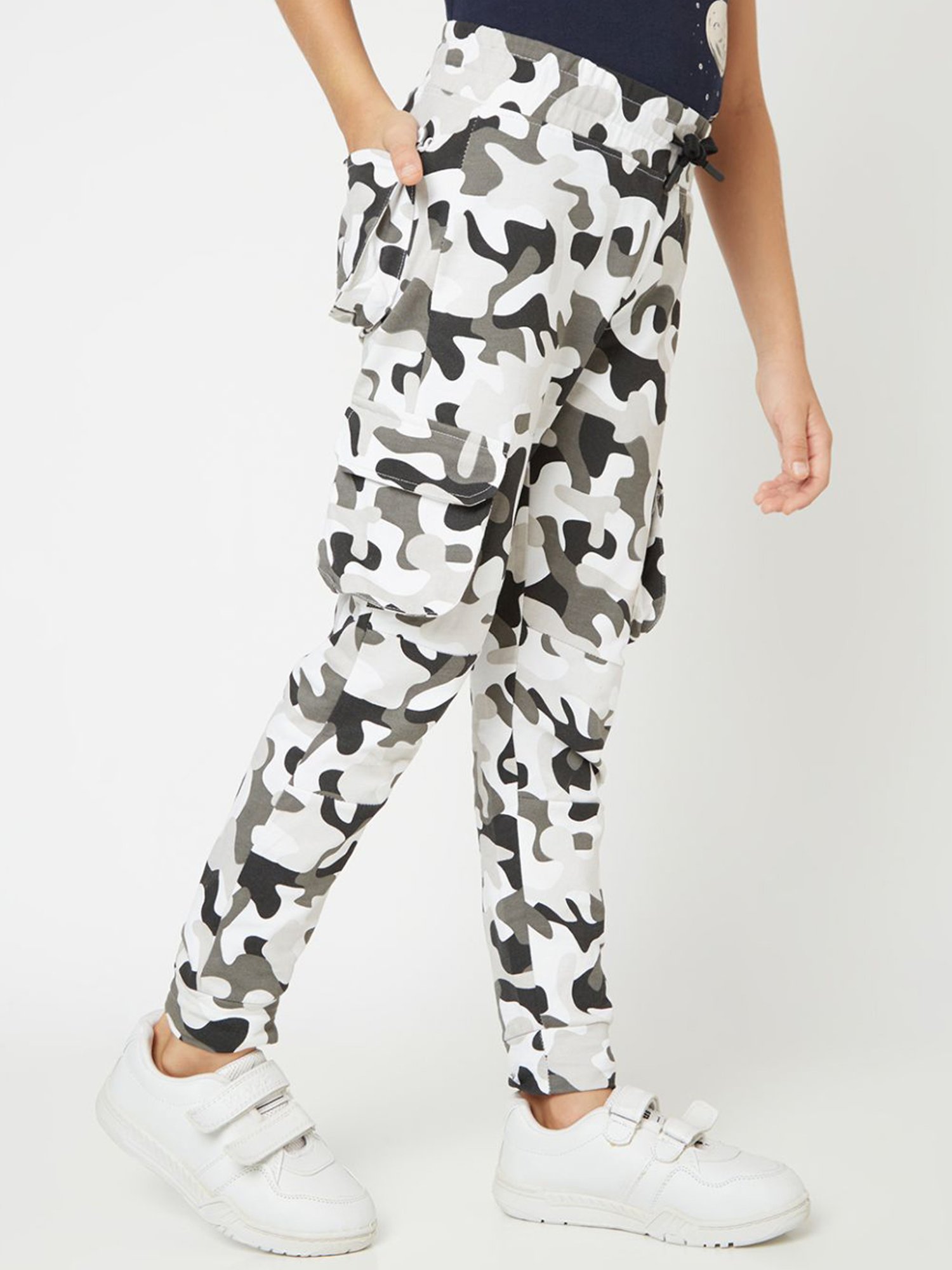 GAS KIDS White & Grey Camouflage Joggers