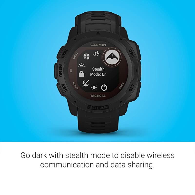 Instinct Solar Tactical, Solar-Powered Rugged Outdoor Smartwatch with Tactical Features, Built-in Sports Apps and Health Monitoring, Black