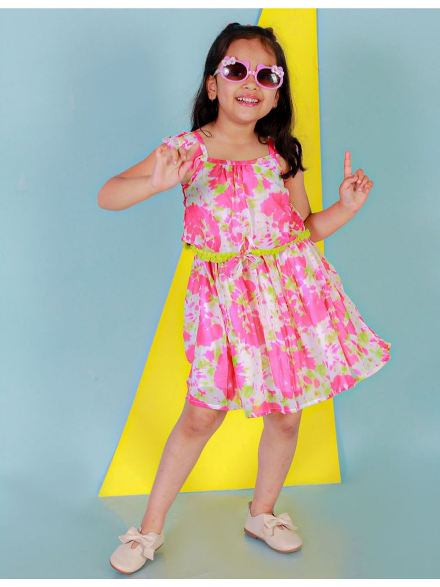 Lil Drama Kids Pink Floral Print Dress