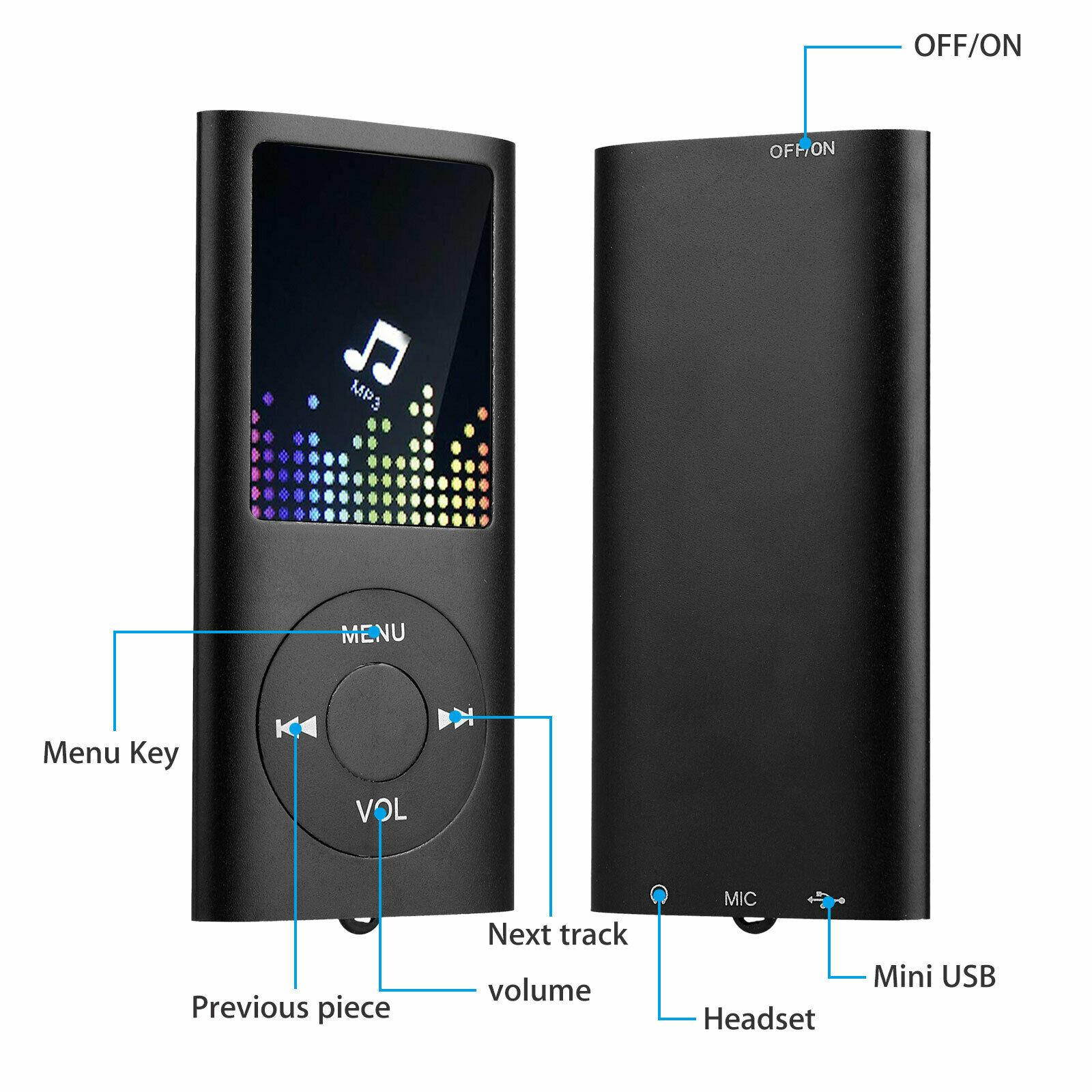 Portable HiFi MP3 Music Player FM Lossless Sound Recorder up to 64GB + earphone