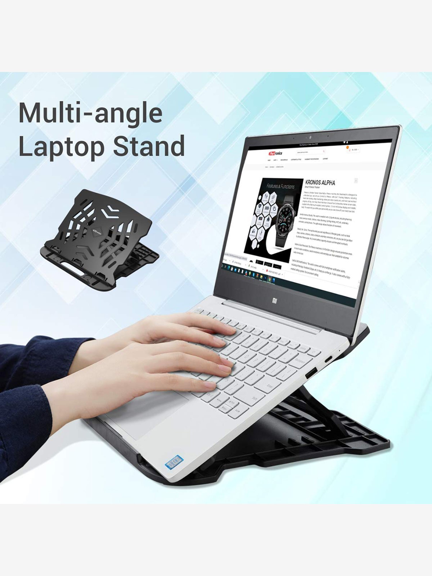 Portronics My Buddy Hexa 22 POR 1157 17 Inches Portable Laptop Stand (Black)