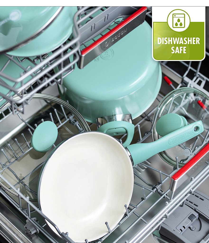 GreenPan Rio 16-Piece Turquoise with Cream Interior Cookware Set