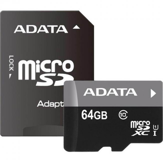 ADATA AUSDX64GUICL10-RA1 Premier 64 GB micro SDHC/SDXC UHS-I U1 Memory Card with One Adapter
