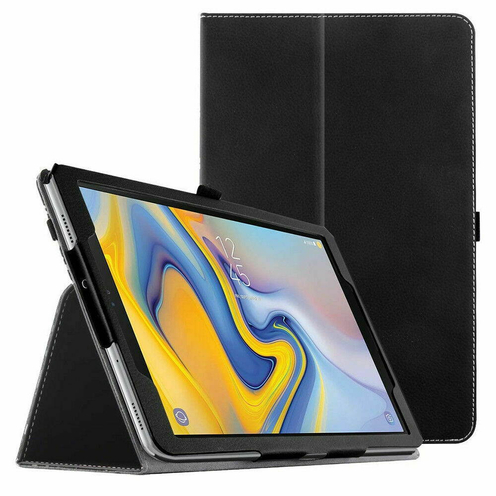 [10 Pieces] Galaxy Tab A 10.5 (2018) Tablet Folio Case Cover Stand Leather Black