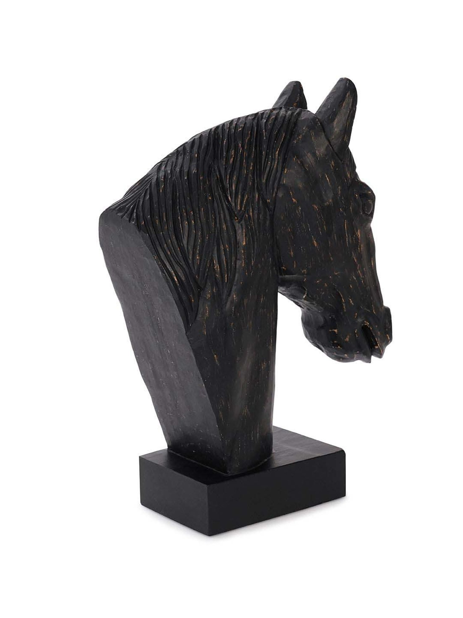 Pure Home and Living Black Wood Horse Head Figurine