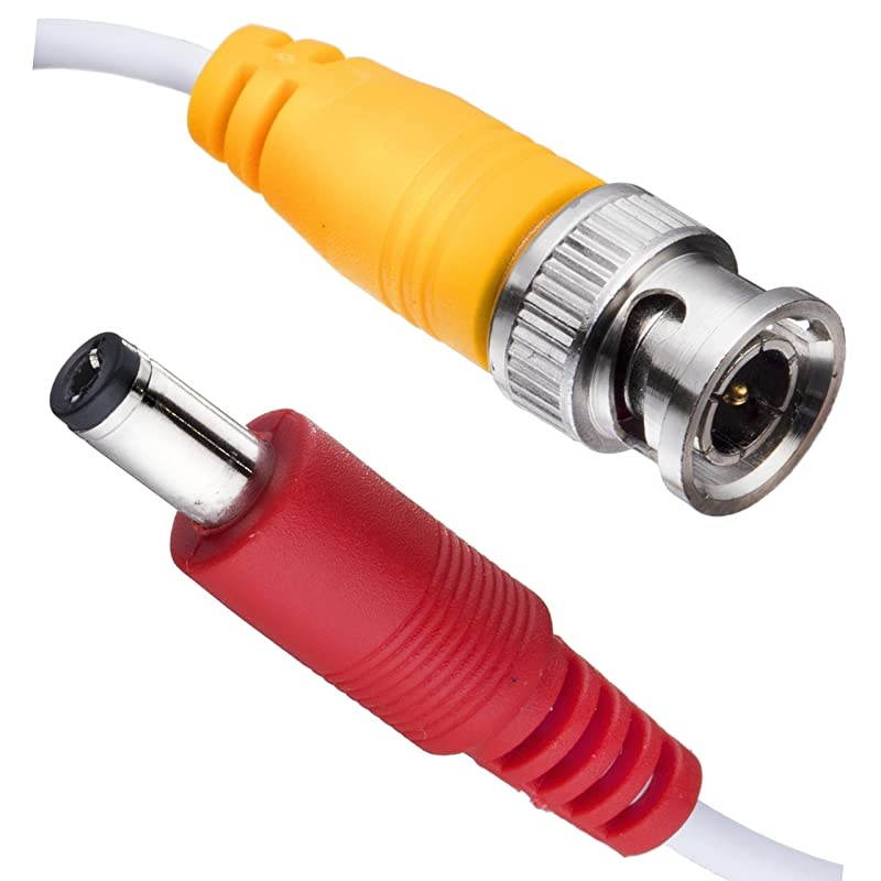 Security Camera Cable - CCTV DVR Video Surveillance Security System - 50ft - Premade All-in-One with Power Cord - 50 Feet