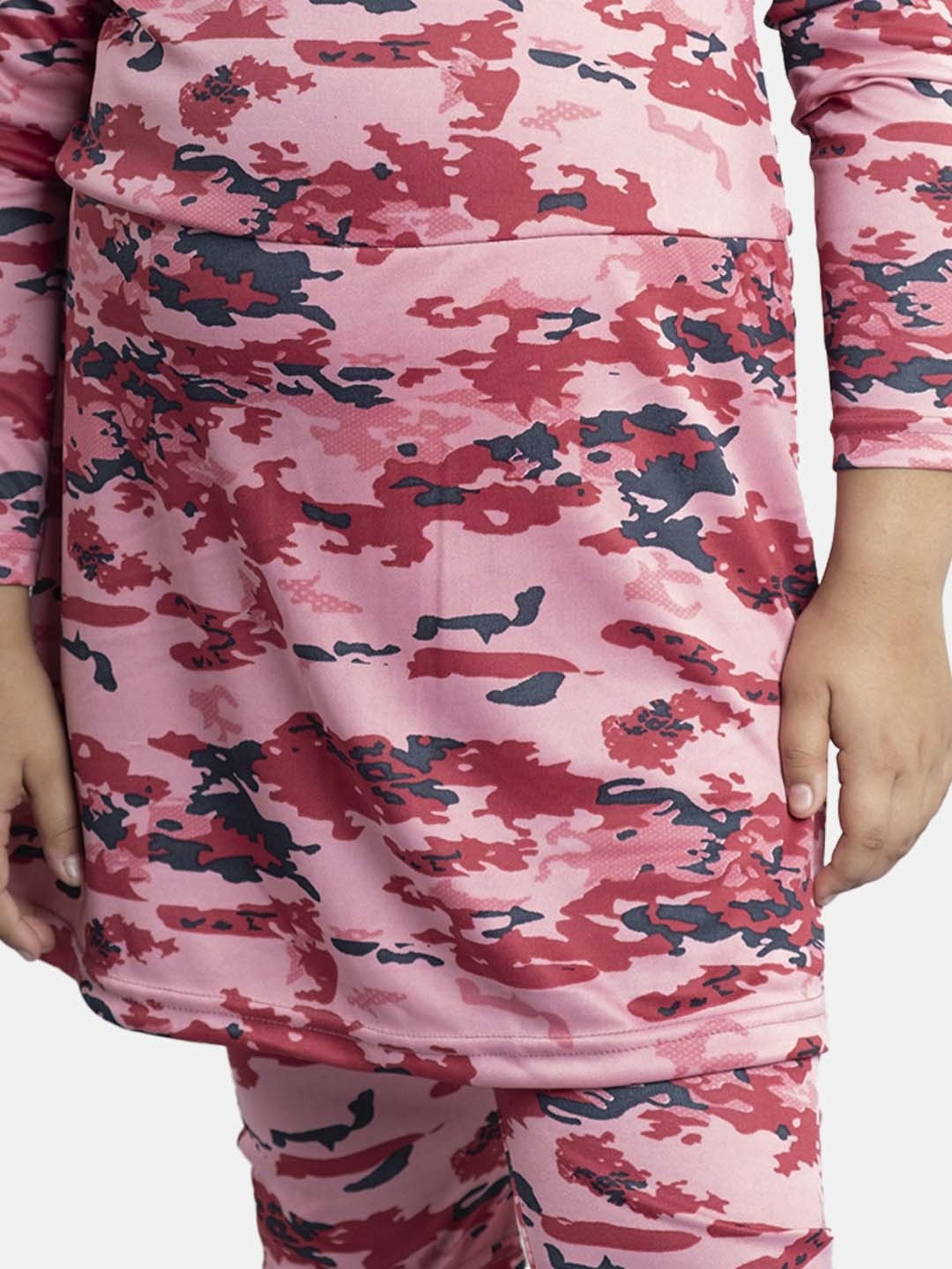 Kiddopanti Kids Pink & Maroon Printed Full Sleeves Swim Dress