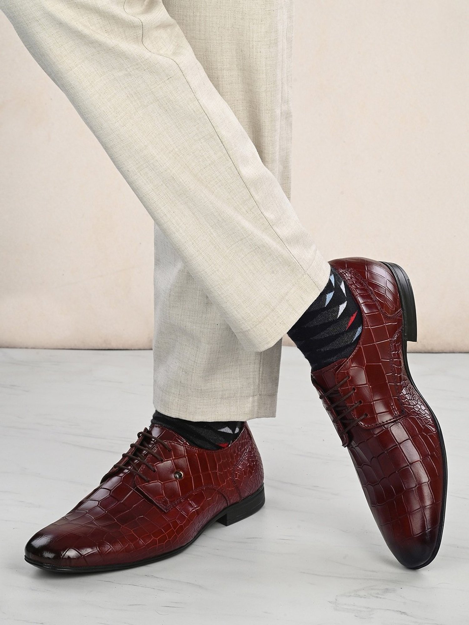 Alberto Torresi Men's Burgundy Derby Shoes