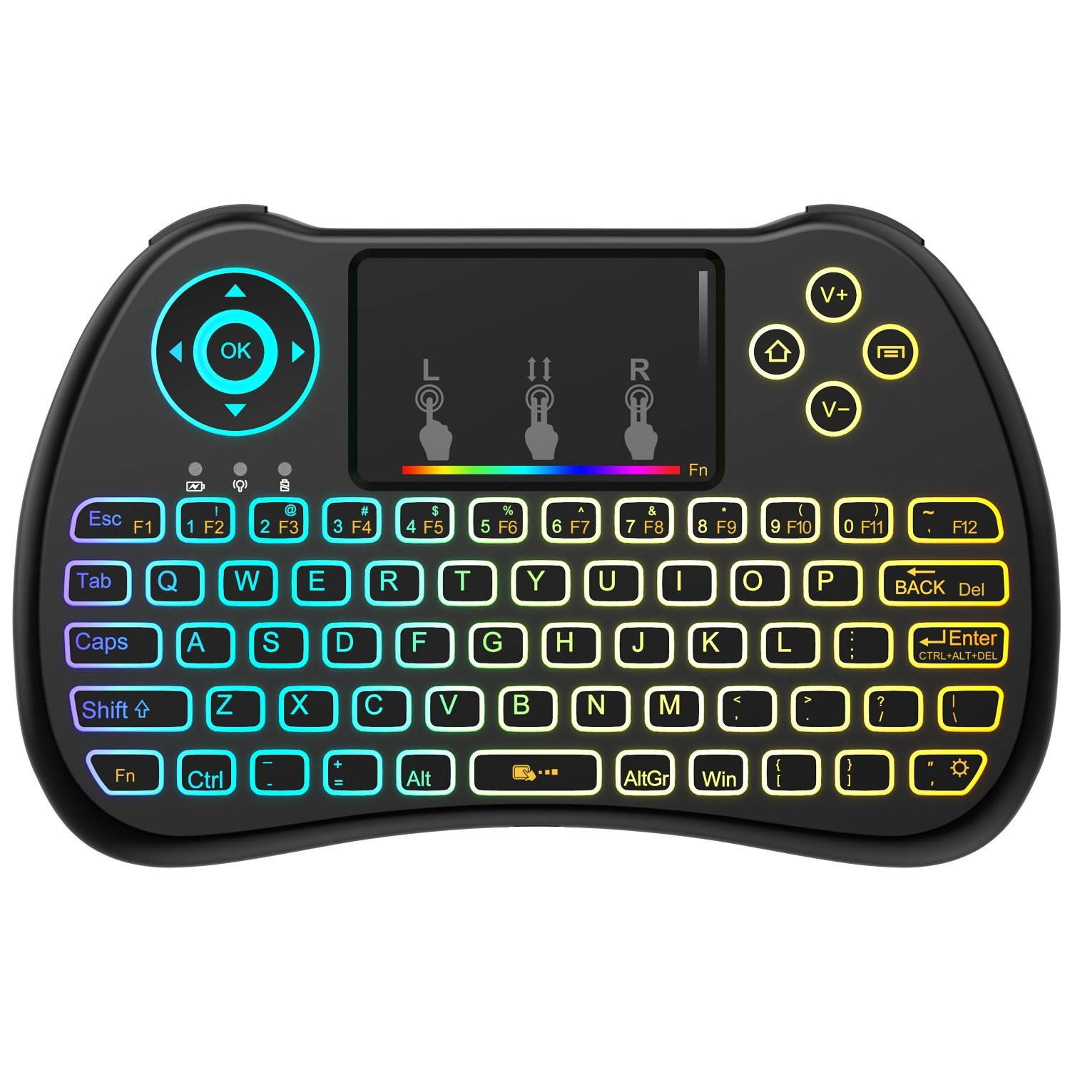 Werleo 2.4GHz Colorful Backlit Mini Wireless Keyboard with Touchpad Mouse Rechargeable Combos for PC, Laptop,Pad, Google Android TV Box PS4 PS3 Xbox and More (Upgraded Version)