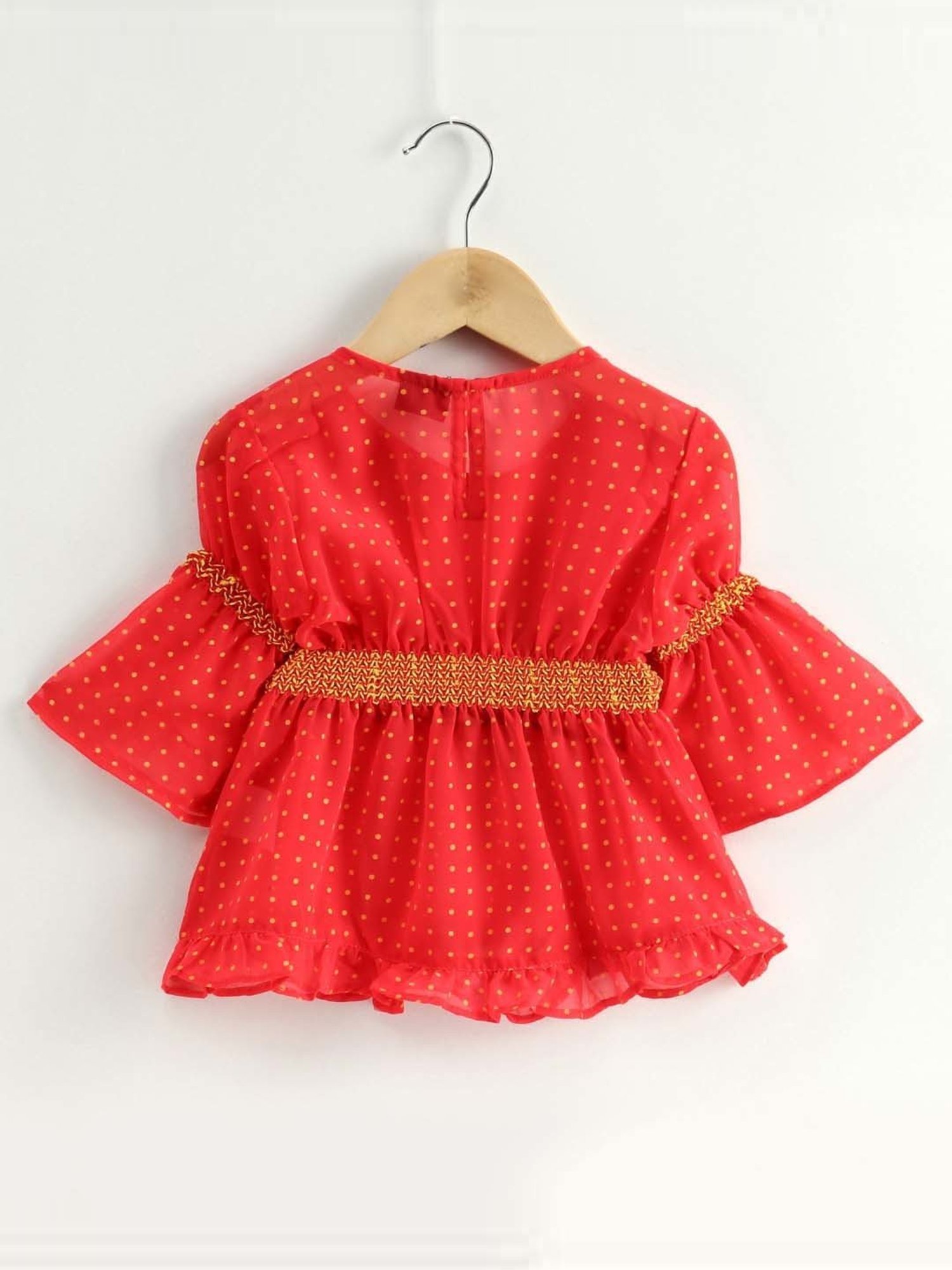 TWISHA Kids Coral & Yellow Printed Top Set