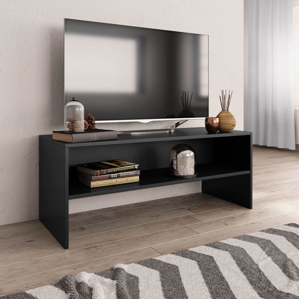 vidaXL TV Cabinet Black Chipboard Side Stand Hifi Cabinet Lowboard Sideboard
