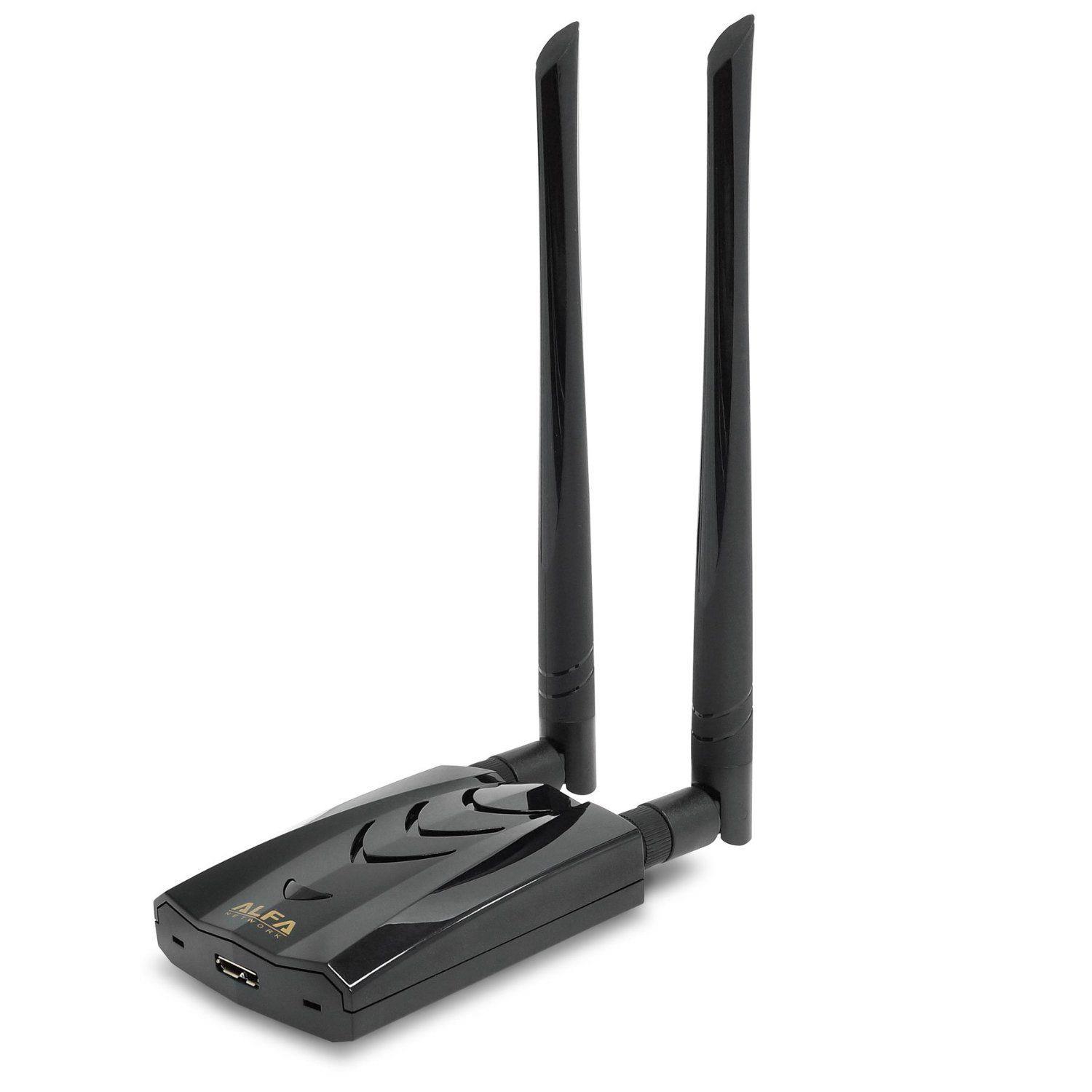 Alfa Long-Range Dual-Band AC1200 Wireless USB 3.0 Wi-Fi Adapter w/2x 5dBi Exter