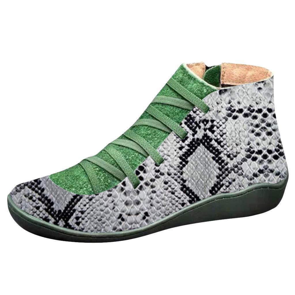 ? Futurelove ? 2019-2020 New Arch Support Boots, Ankle Boots with Concealed Orthotic Arch Support Women's Autumn and Winter Casual Short Boots Soft Comfortable Snake Flats Heel Boots