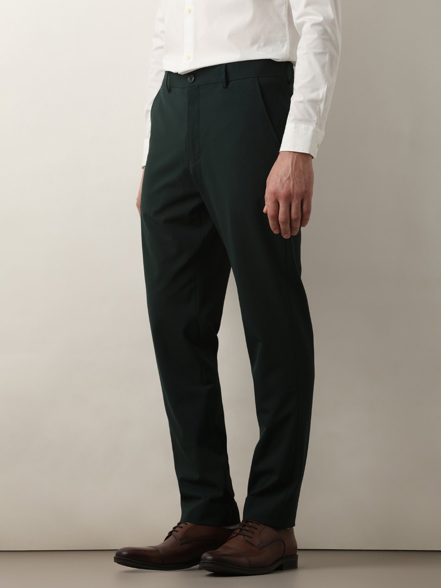 SELECTED HOMME Dark Green Slim Fit Flat Front Trousers