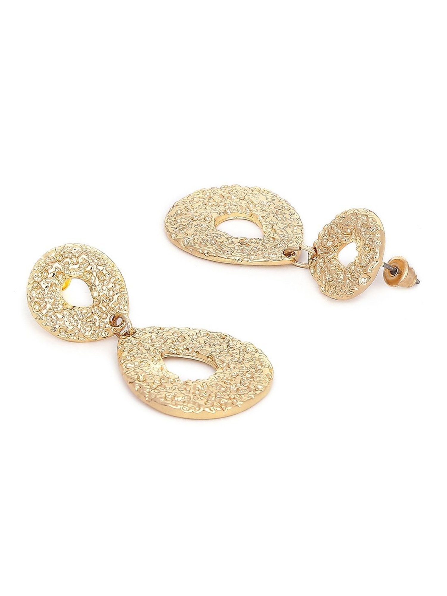Lilly & Sparkle Gold-Toned Drop-Shaped Textured Dangler Earrings