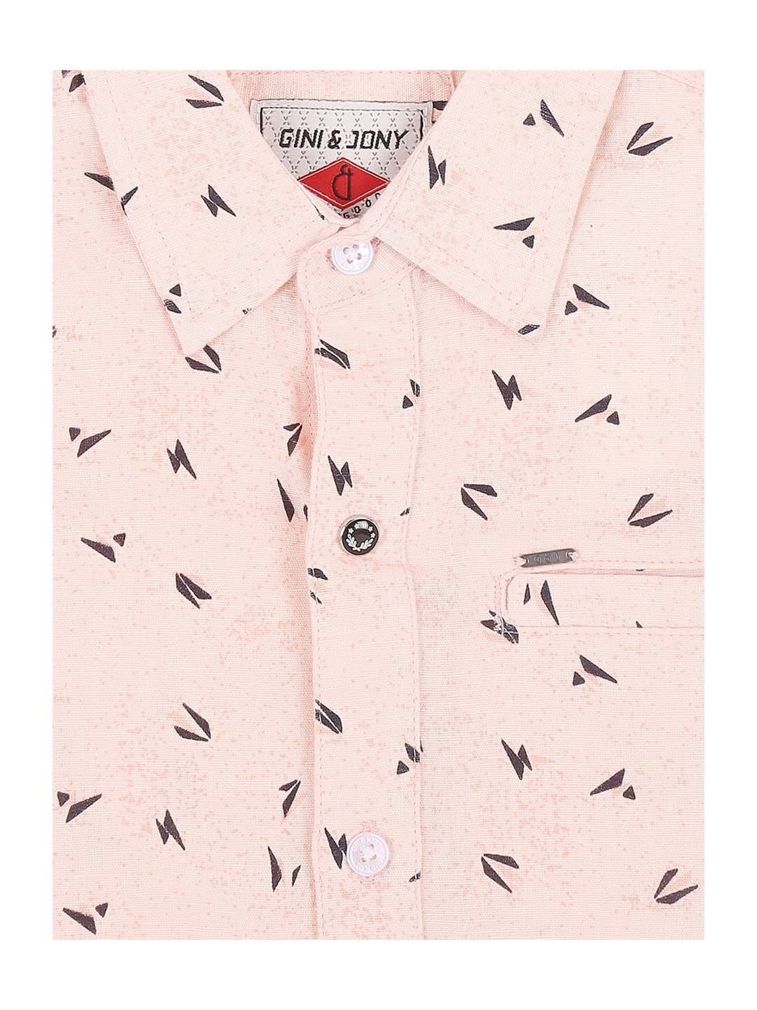 Gini & Jony Boys Pink Printed Shirt