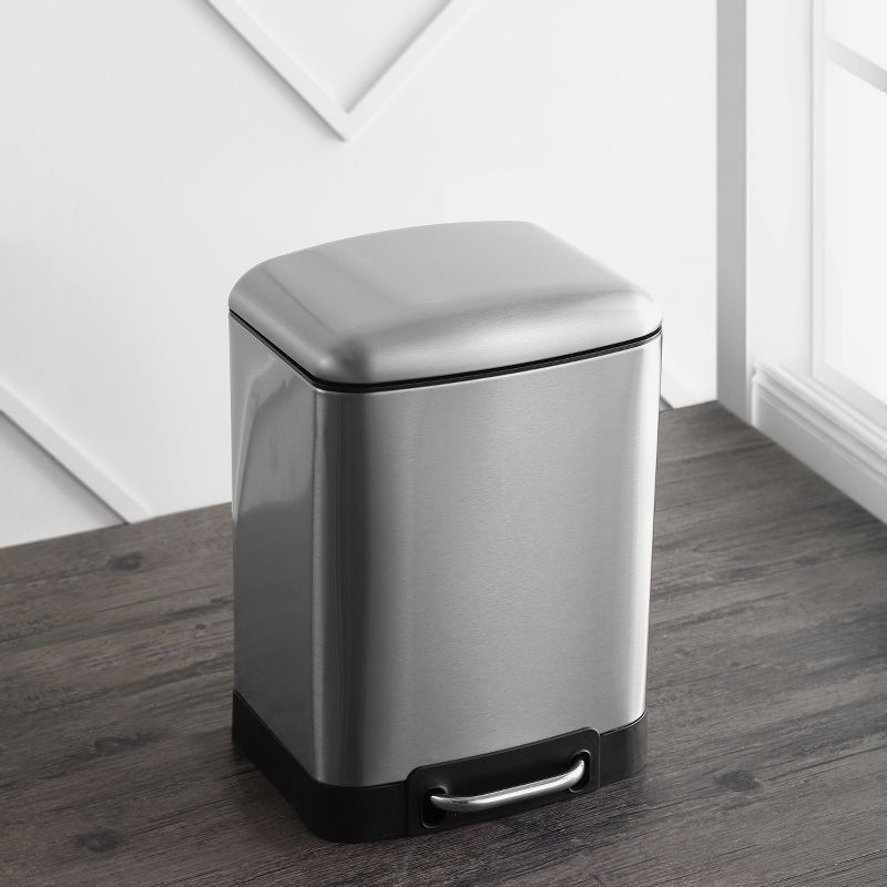 happimess Ashley Rectangular 8-Gallon Trash Can with Soft-Close Lid with FREE Mini Trash Can, Stainless Steel