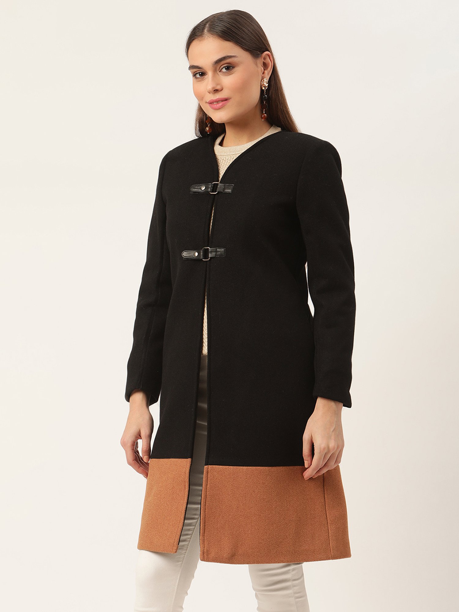 Rooted Black Full Sleeves Over Coat