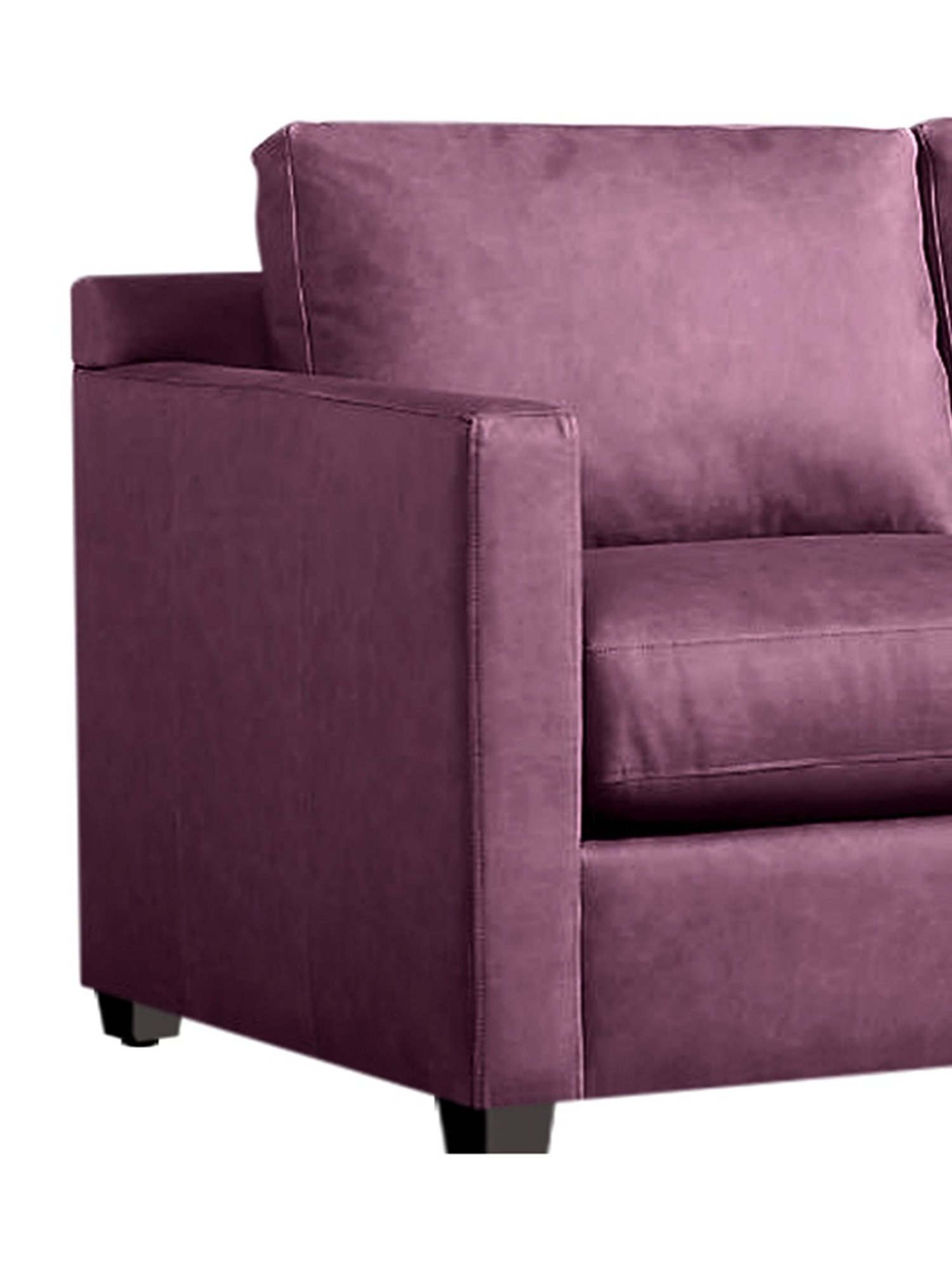 Trevi Olive Purple Leather & Neem Wood 1 Seater Sofa