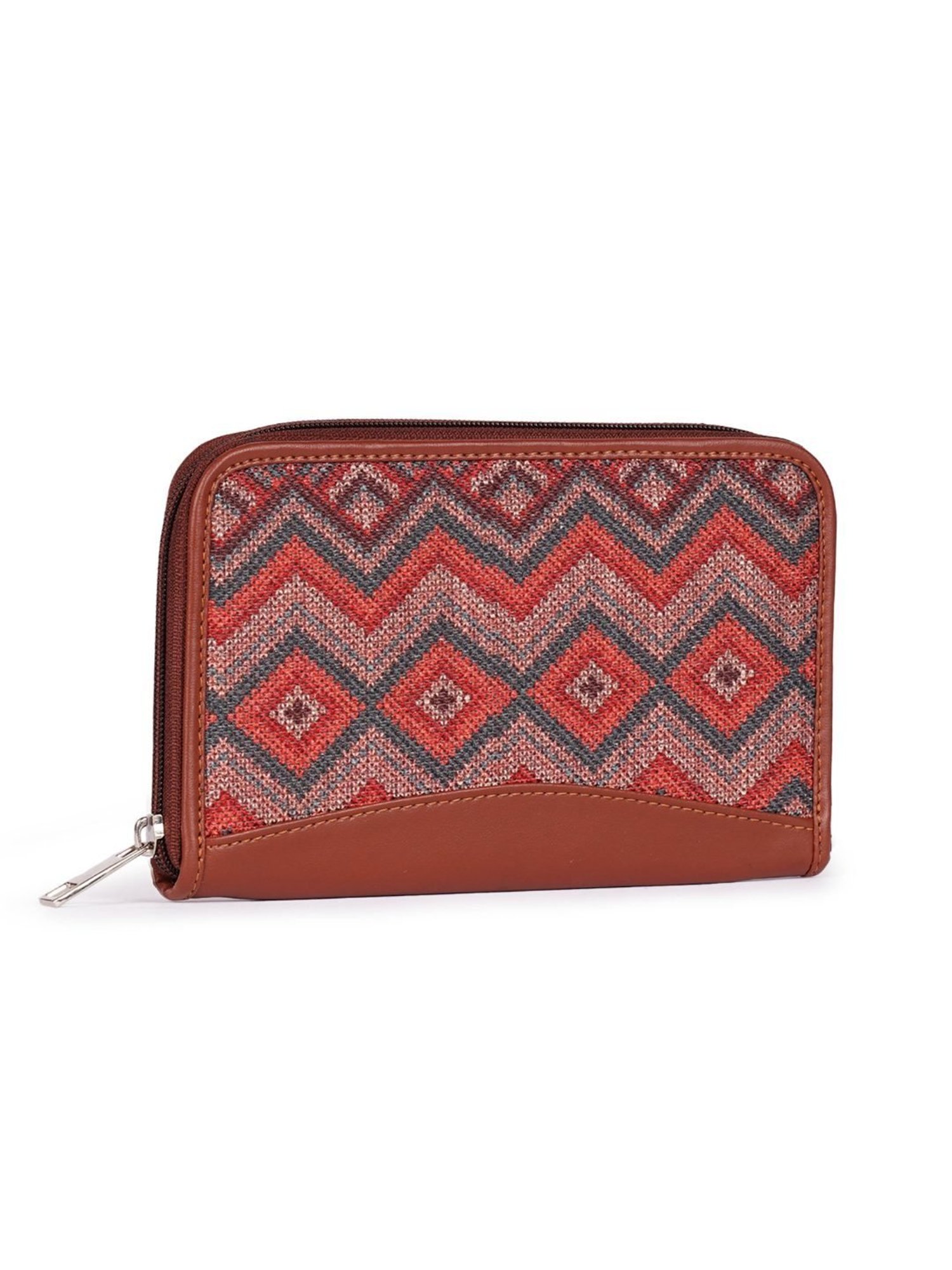 ZOUK Red Printed Zip around Wallet for Women