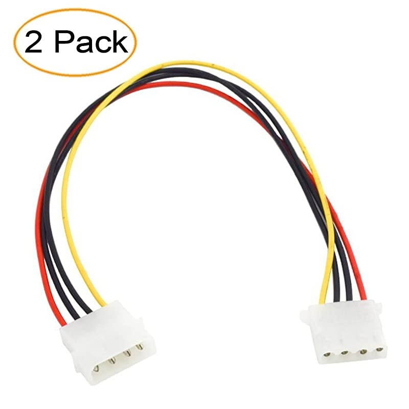 Pack Computer Molex 4 Pin Power Supply Extension Cable Female to Male HDD IDE Computer Fan Internal Power Extension Cable 8 Inch