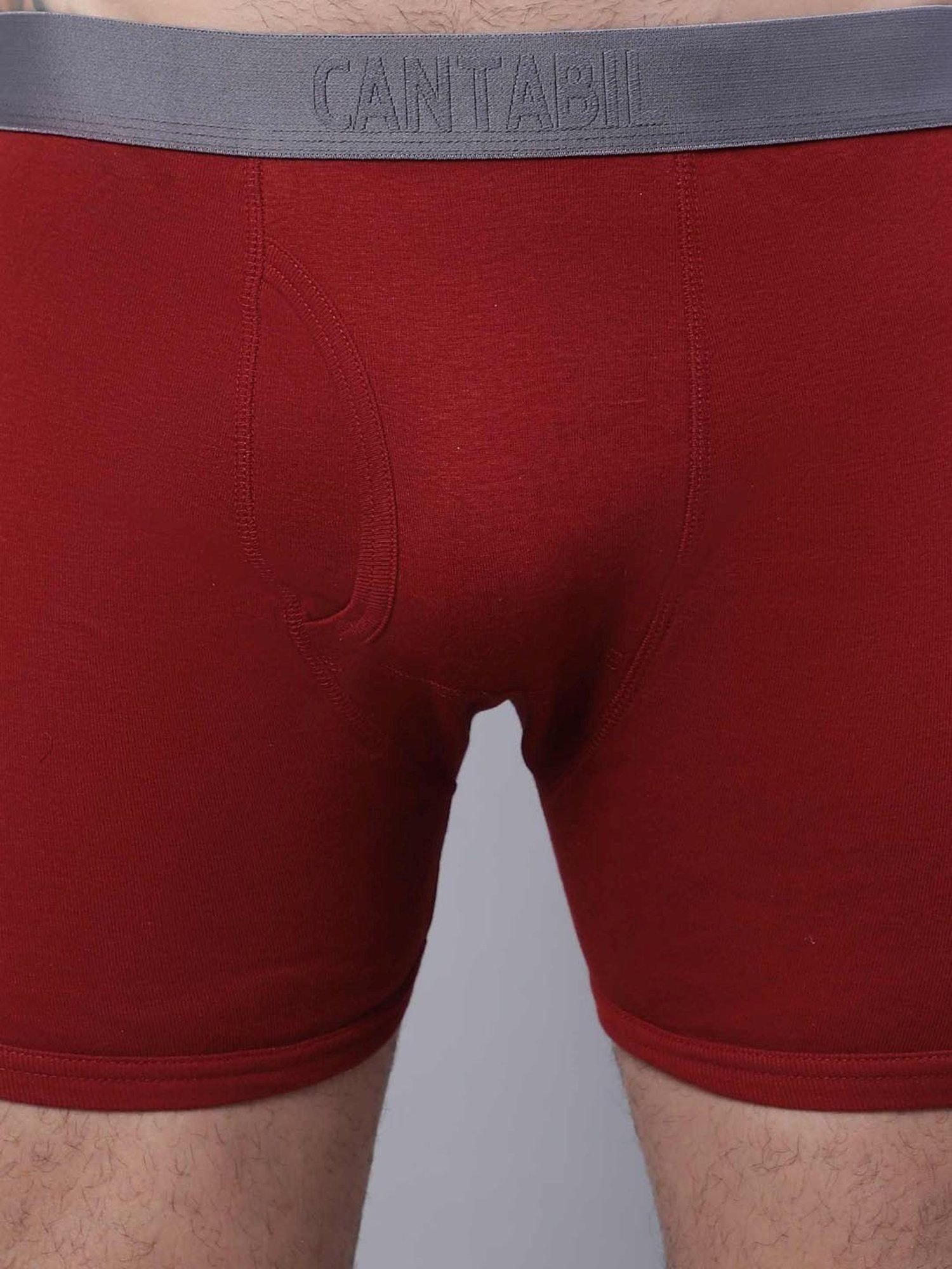 Cantabil Maroon Cotton Regular Fit Trunks - Pack of 3