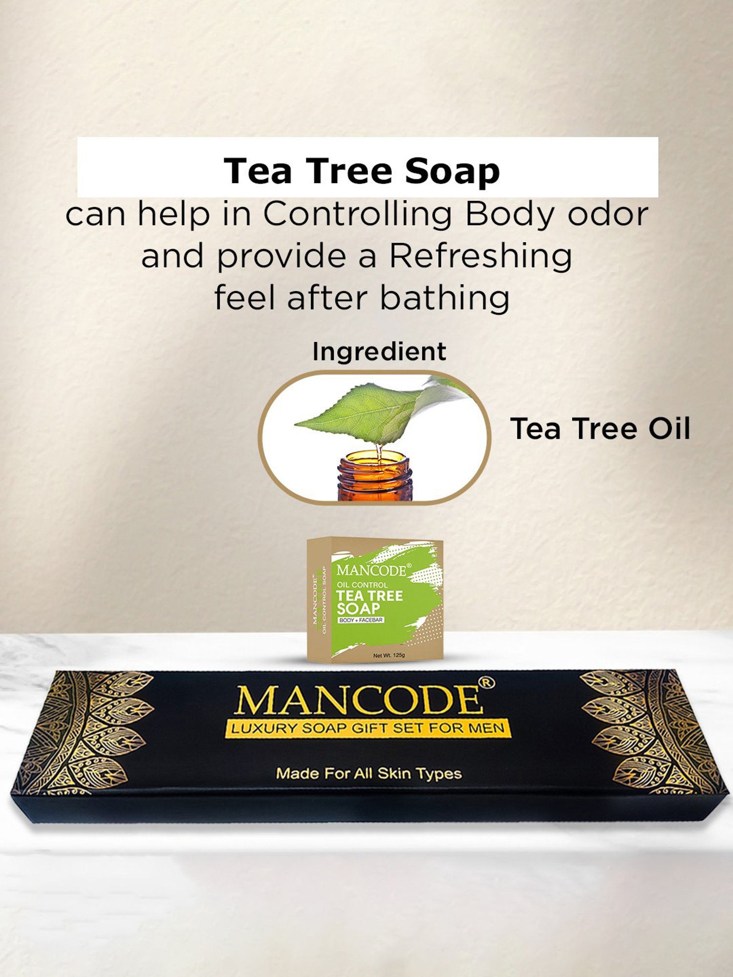 Mancode Oil Control Tea Tree Soap Gift Set - 5 Pieces