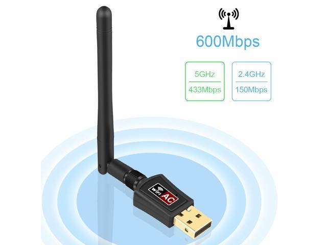 AC600 Long Range USB WiFi Adapter, 802.11AC 600Mbps Wireless Network Adapter Dual Band 2.4G/150Mbps + 5G/433Mbps, External Antenna for Windows 10 / 8.1 / 8 / 7 / XP /Vista, MAC OS